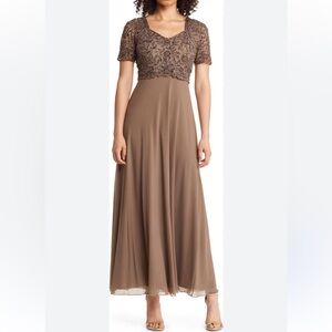 Pisarro Nights Beaded Bodice A-Line Gown Size 8